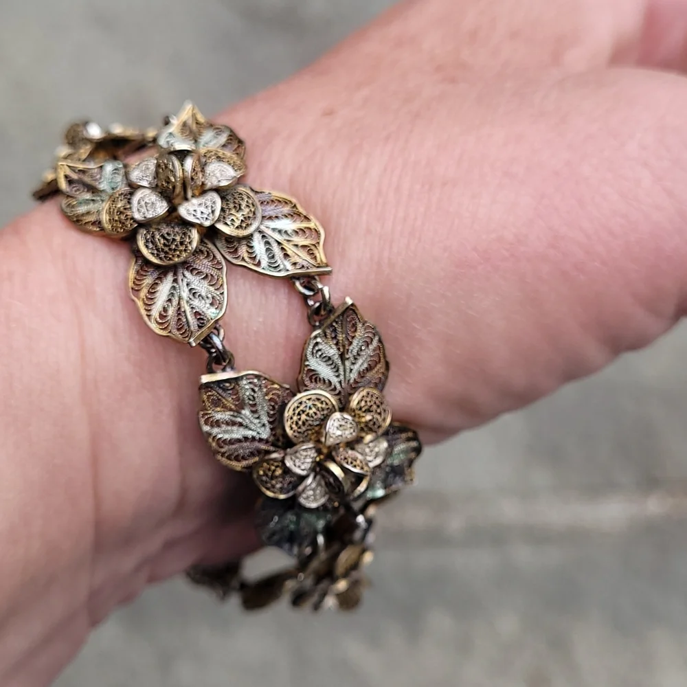 MCM Filigree linked floral rosette bracelet Spritzer & Fuhrmann - Picture 14 of 16